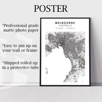 
              Melbourne, Australia Scandinavian Style Map Print 
            