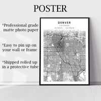 
              Denver, Colorado Scandinavian Map Print 
            