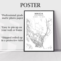 
              Benicia, California Scandinavian Map Print 
            