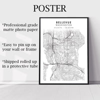 
              Bellevue, Washington Scandinavian Map Print 
            