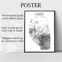 
              Alberta, Canada Scandinavian Style Map Print 
            