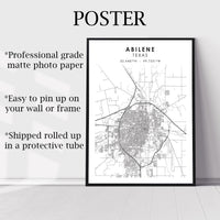 
              Abilene, Texas Scandinavian Map Print 
            