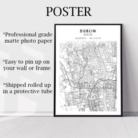 
              Dublin, Ohio Scandinavian Map Print 
            