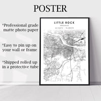 Little Rock, Arkansas Scandinavian Map Print 