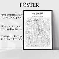 
              Hicksville, New York Scandinavian Map Print 
            