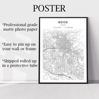 
              Boise, Idaho Scandinavian Map Print 
            