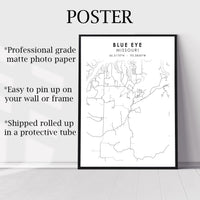 Blue Eye, Missouri Scandinavian Map Print 