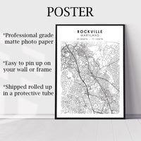 
              Rockville, Maryland Scandinavian Map Print 
            