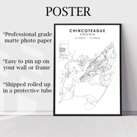 
              Chincoteague, Virginia Scandinavian Map Print 
            