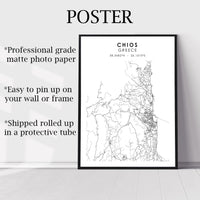 
              Chios, Greece Scandinavian Style Map Print 
            