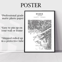 
              Osaka, Japan Scandinavian Style Map Print 
            