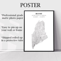 
              Maine, United States Scandinavian Style Map Print 
            