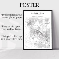 
              Broomfield, Colorado Scandinavian Map Print 
            