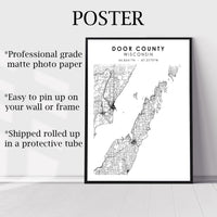
              Door County, Wisconsin Scandinavian Map Print 
            