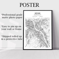 
              Bonn, Germany Scandinavian Style Map Print 
            