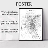 
              Las Cruces, New Mexico Scandinavian Map Print 
            