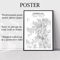 
              Cornelius North Carolina Scandinavian Map Print 
            