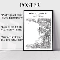 
              Saint Petersburg, Russia Scandinavian Style Map Print 
            