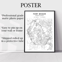 
              Fort Meade, Maryland Scandinavian Map Print 
            