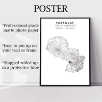 
              Paraguay Scandinavian Style Map Print 
            