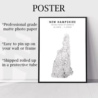 
              New Hampshire, United States Scandinavian Style Map Print 
            