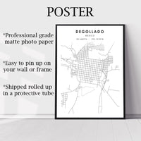 Degollado, Mexico Scandinavian Style Map Print 