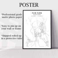 Flin Flon, Manitoba Scandinavian Style Map Print 