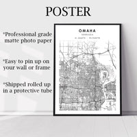 
              Omaha, Nebraska Scandinavian Map Print 
            