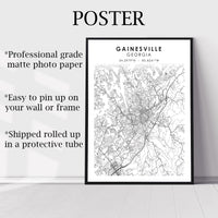 
              Gainesville Georgia Scandinavian Map Print 
            