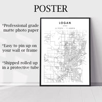 
              Logan, Utah Scandinavian Map Print 
            