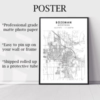 
              Bozeman, Montana Scandinavian Map Print 
            