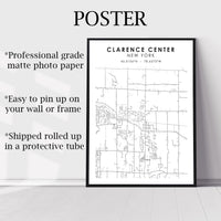 
              Clarence Center, New York Scandinavian Map Print 
            