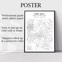
              Fort Mill, South Carolina Scandinavian Map Print 
            