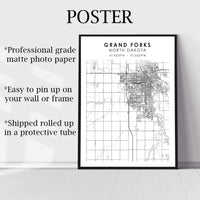 
              Grand Forks, North Dakota Scandinavian Map Print 
            