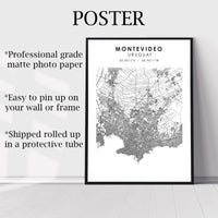
              Montevideo, Uruguay Scandinavian Style Map Print 
            