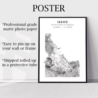 
              Idaho, United States Scandinavian Style Map Print 
            