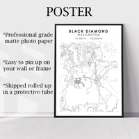 
              Black Diamond, Washington Scandinavian Map Print 
            