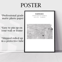 
              Kansas, United States Scandinavian Style Map Print  
            