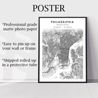 
              Philadelphia, Pennsylvania Scandinavian Map Print 
            