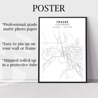 
              Fraser, Colorado Scandinavian Map Print 
            