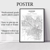 
              Eugene, Oregon Scandinavian Map Print 
            