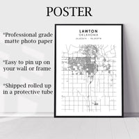 
              Lawton, Oklahoma Scandinavian Map Print 
            