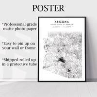 
              Arizona, United States Scandinavian Style Map Print 
            