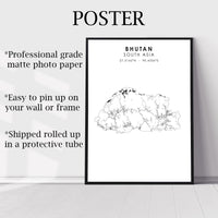 
              Bhutan, South Asia Scandinavian Style Map Print 
            