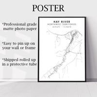 
              Hay River, Northwest Territories Scandinavian Style Map Print 
            