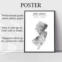 
              New Jersey, United States Scandinavian Style Map Print 
            
