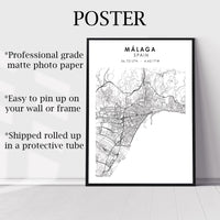 
              Málaga, Spain Scandinavian Style Map Print 
            