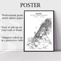 Dubai United Arab Emirates Scandinavian Style Map Print 