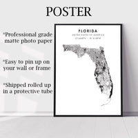 Florida, United States Scandinavian Style Map Print 
