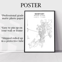 
              Newport, Rhode Island Scandinavian Map Print 
            